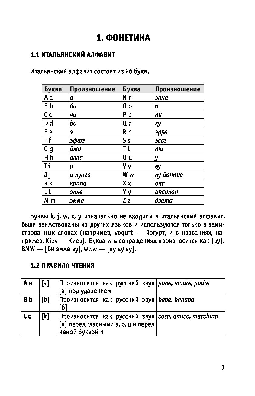 Итальянский в таблицах и схемах