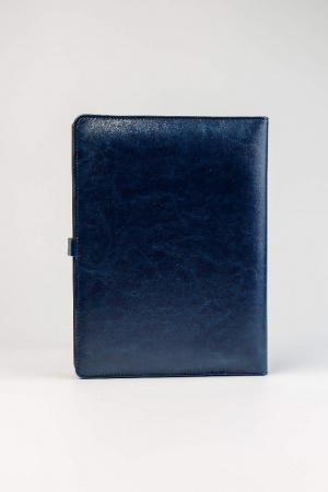 Книга Щоденник з бездротовою зарядкою Powerbank та флешкою 16 Гб синій еко шкіра