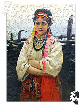 Пазл дерев'яний. Українка біля тину. Ілля Ріпин
