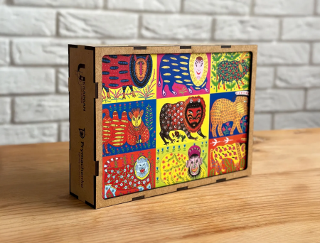 Книга Звірі Примаченко. 300 елементів. Пазл дерев'яний