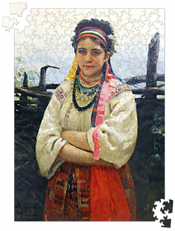 Книга Пазл дерев'яний. Українка біля тину. Ілля Ріпин