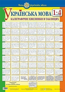 Українська мова. 1-4  класи. Каліграфічні хвилинки в таблицях (64 таблиці)
